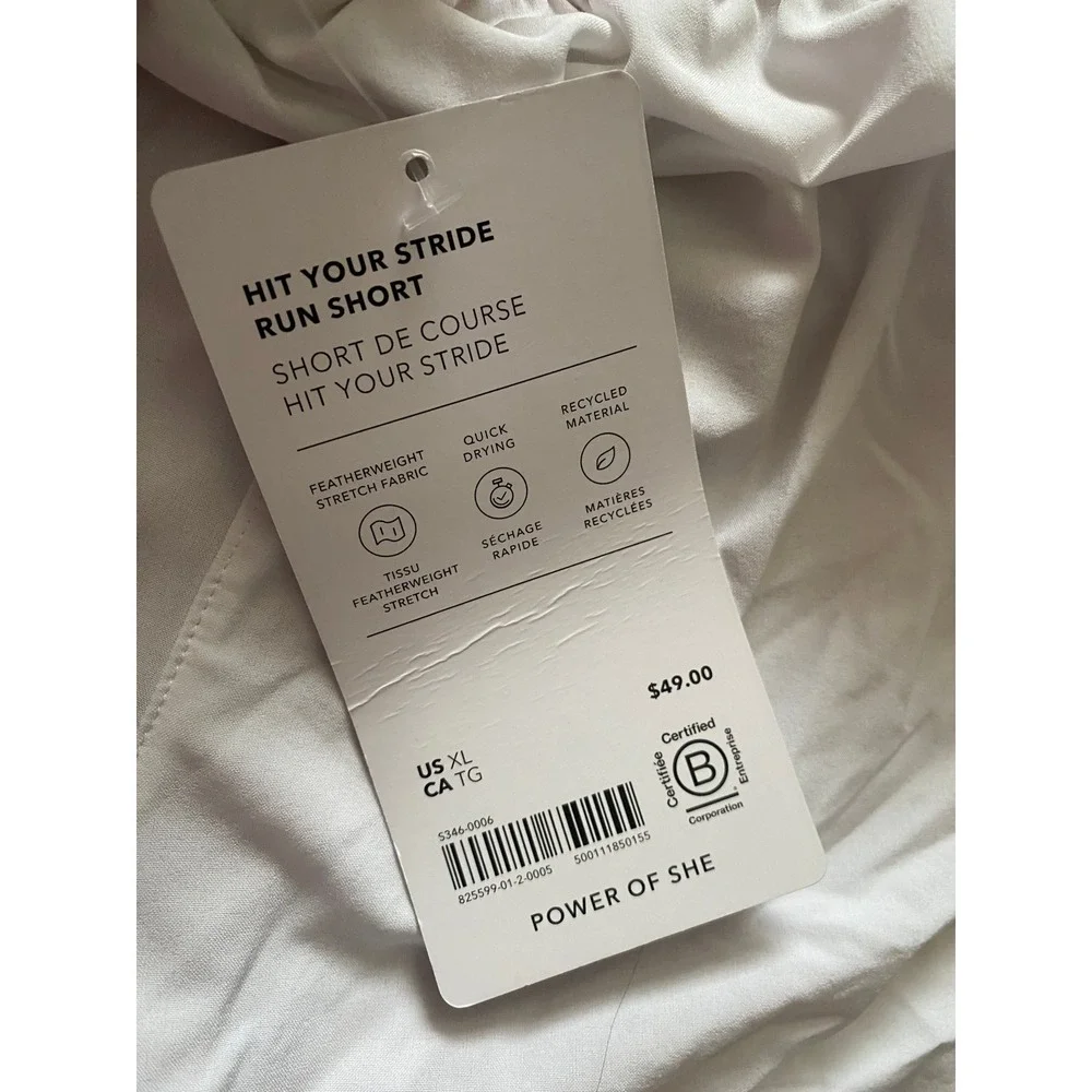 Athleta Hit Your Stride Run Short Women XL White High Rise Featherweight Stretch - Picture 3 of 5